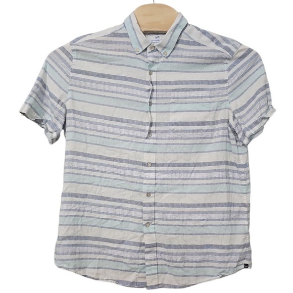 Southern‎ Tide Blue & White Striped Linen Blend Lightweight Shirt Mens Large - Picture 2 of 7